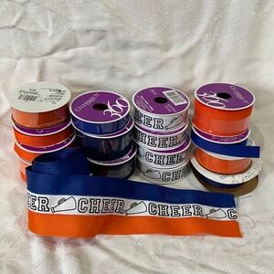 Large Lot of CHEERLEADER Hair Ribbon - Blue, White, Orange 📣 CHEER